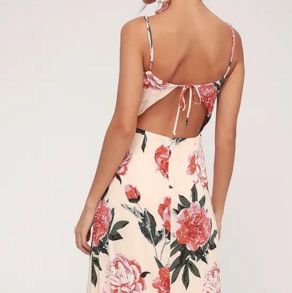 XL Lulu's Pink Floral Backless Maxi Dress - Picture 2 of 2